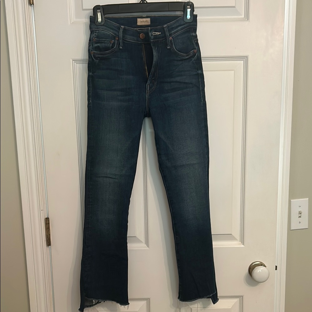 MOTHER Blue Ankle Cropped Jeans with Stretch